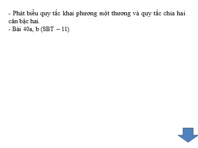 Bài giảng Đại số 9 - Đưa thừa số ra ngoài dấu căn