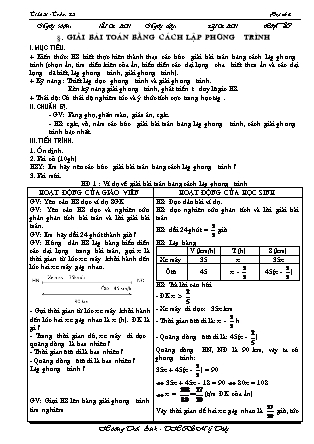 Giáo án Đại số 8 - Tiết 51: Giải bài toán bằng cách lập phương trình - Hoàng Thái Anh - THCS Mỹ Thủy