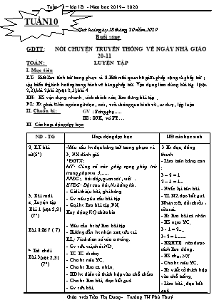 Giáo án Lớp 1 - Tuần 10 - Giáo viên: Trần Thị Dung - Trường Tiểu học Phú Thủy