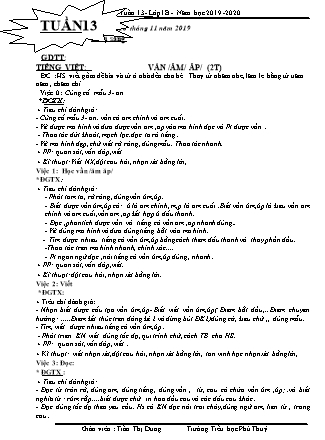 Giáo án Lớp 1 - Tuần 13 - Giáo viên: Trần Thị Dung - Trường Tiểu học Phú Thủy