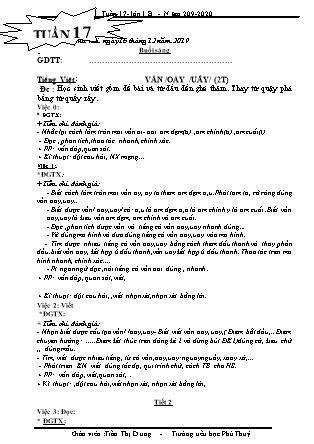 Giáo án Lớp 1 - Tuần 17 - Giáo viên: Trần Thị Dung - Trường Tiểu học Phú Thủy