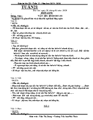 Giáo án Lớp 1 - Tuần 21 - Giáo viên: Trần Thị Dung - Trường Tiểu học Phú Thủy