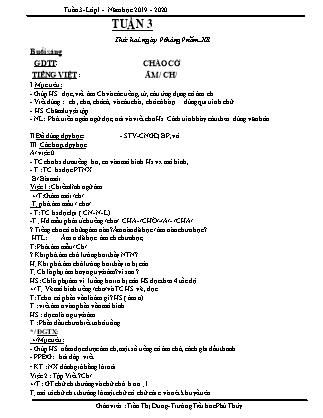 Giáo án Lớp 1 - Tuần 3 - Giáo viên: Trần Thị Dung - Trường Tiểu học Phú Thủy