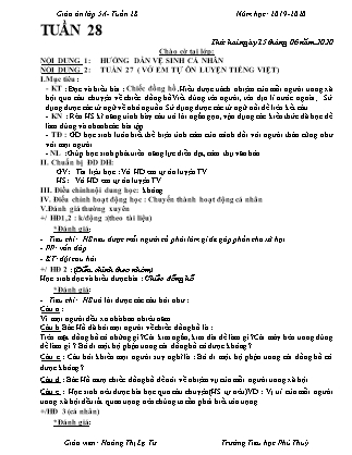 Giáo án Lớp 5 – Tuần 28 – Giáo viên: Hoàng Thị Lệ Tư – Trường Tiểu học Phú Thủy