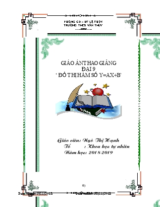 Giáo án Song ngữ Đại số 9 - Period 23: The graph of function y=ax+b (a ≠ 0)