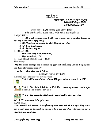 Giáo án Tin học 3 - Tuần 2 (Năm học 2020 - 2021) - GV: Nguyễn Thị Thanh Diệp