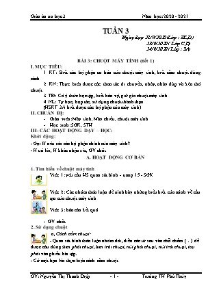 Giáo án Tin học 3 - Tuần 3 (Năm học 2020 - 2021) - GV: Nguyễn Thị Thanh Diệp