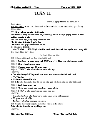 Nhật kí dạy học Lớp 2 - Tuần 11 - GV: Trần Thị Sương - Trường Tiểu học Phú Thủy