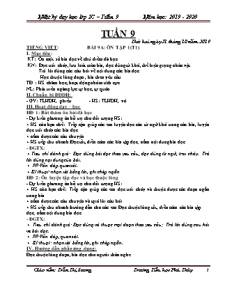 Nhật kí dạy học Lớp 2 - Tuần 9 - GV: Trần Thị Sương - Trường Tiểu học Phú Thủy