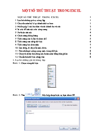 Một số thủ thuật trong Excel