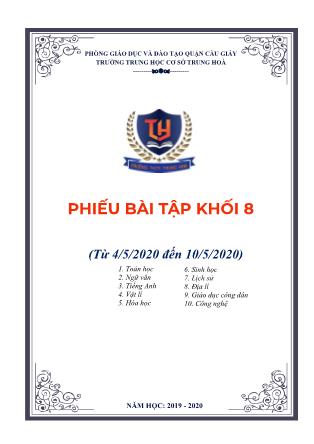 Phiếu bài tập khối 8 (từ 4/5 đến 10/5)