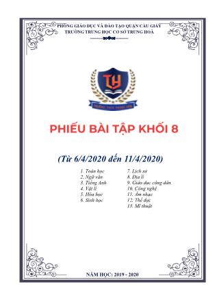 Phiếu bài tập khối 8 (từ 6/4 đến 11/4)