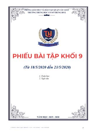 Phiếu bài tập khối 9 (từ 18/5 đến 23/5)