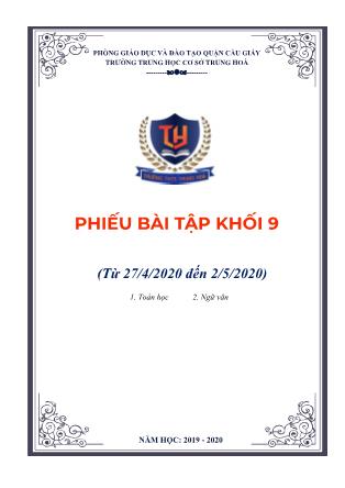 Phiếu bài tập khối 9 (từ 27/4 đến 2/5)