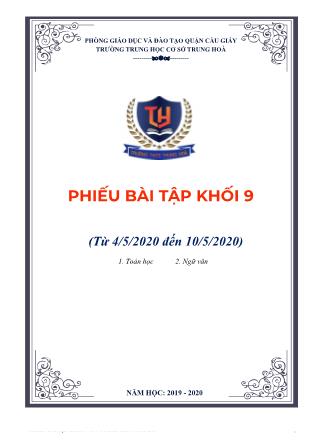 Phiếu bài tập khối 9 (từ 4/5 đến 10/5)