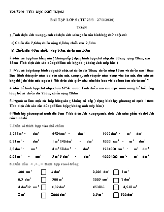 Bài tập Lớp 5 (từ 23/3 – 27/3/2020)