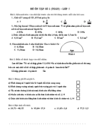 Đề ôn tập số 1 (Toán) – lớp 5