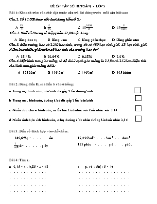Đề ôn tập số 18 (Toán) - Lớp 5