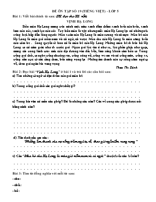 Đề ôn tập số 19 (Tiếng Việt) - Lớp 5