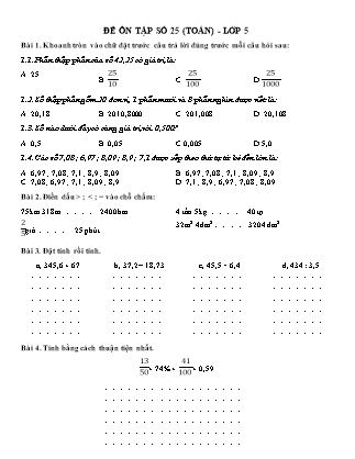 Đề ôn tập số 25 (Toán) - Lớp 5