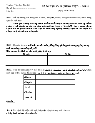 Đề ôn tập số 29 (Tiếng Việt) - Lớp 5