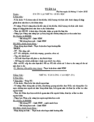 Giáo án dạy Tuần 14 - Khối 5