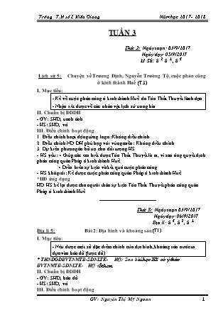 Giáo án Lịch sử, Địa lý, Kĩ thuật, Đạo đức lớp 4, 5 - Tuần 3 - GV: Nguyễn Thị Mỹ Ngoan