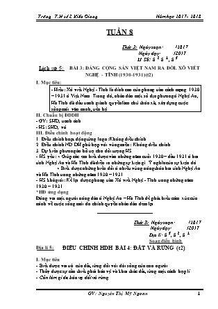 Giáo án Lịch sử, Địa lý, Kĩ thuật, Đạo đức lớp 4, 5 - Tuần 8 - GV: Nguyễn Thị Mỹ Ngoan