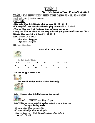 Giáo án Lớp 2 - Tuần 13 (Năm học 2018 - 2019)