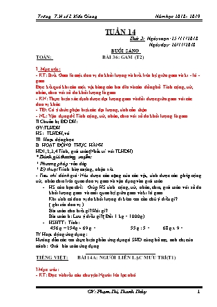 Giáo án Lớp 3 - Tuần 14 (Năm học 2018 - 2019) - GV: Phạm Thị Thanh Thủy