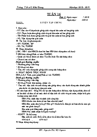 Giáo án Lớp 3 - Tuần 16 (Năm học 2018 - 2019) - GV: Nguyễn Thị Mỹ Ngoan