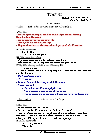 Giáo án Lớp 3 - Tuần 2 (Năm học 2018 - 2019) - GV: Phạm Thị Thanh Thủy