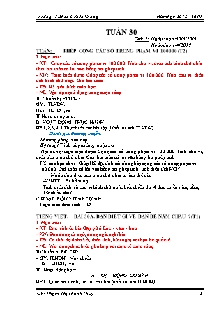 Giáo án Lớp 3 - Tuần 30 (Năm học 2018 - 2019) - GV: Phạm Thị Thanh Thủy