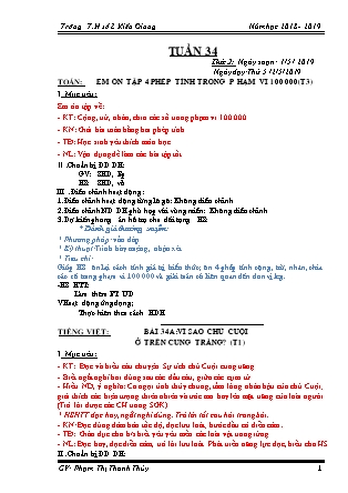 Giáo án Lớp 3 - Tuần 34 (Năm học 2018 - 2019) - GV: Phạm Thị Thanh Thủy