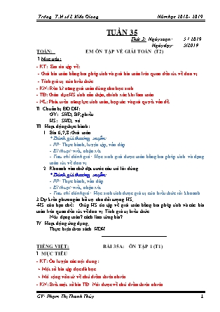 Giáo án Lớp 3 - Tuần 35 (Năm học 2018 - 2019) - GV: Phạm Thị Thanh Thủy