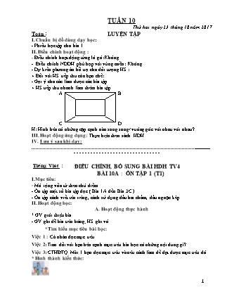 Giáo án Lớp 4 - Tuần 10 (Năm học 2017 - 2018)