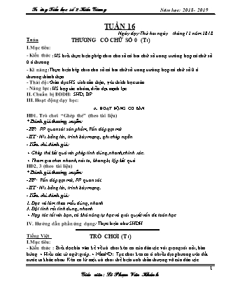 Giáo án Lớp 4 - Tuần 16 - Giáo viên: Lê Phạm Vân Khánh