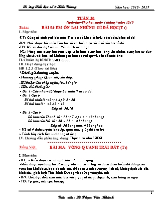 Giáo án Lớp 4 - Tuần 30 - Giáo viên: Lê Phạm Vân Khánh