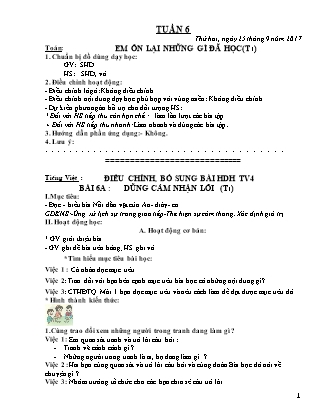 Giáo án Lớp 4 - Tuần 6 (Năm học 2017 - 2018)