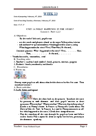 Giáo án môn Tiếng Anh 5 - Tuần 23 - GV: Tran Thi Bach Tuyet