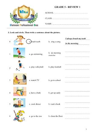Ôn tập Tiếng Anh 5 - Đề 1