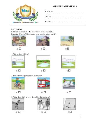 Ôn tập Tiếng Anh 5 - Đề 3