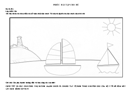 Phiếu bài tập cho bé - Lớp Mẫu giáo nhỡ - Tô màu bức tranh thuyền buồm