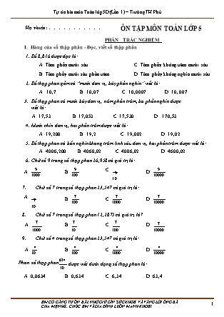 Tự ôn bài môn Toán lớp 5 (Lần 1)