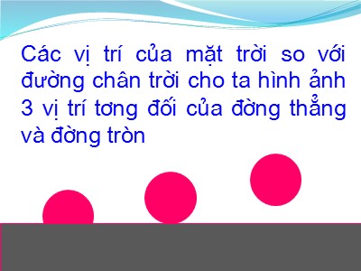 Bài giảng Hình học 9 - Vị trí tương đối của đường thẳng và đường tròn