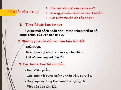 Bài giảng Ngữ văn 8 - Luyện tập tóm tắt văn bản tự sự