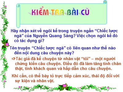 Bài giảng Ngữ văn 9 - Bài 15, Tiết 72 - Văn bản: Chiếc lược ngà (Trích) - Nguyễn Quang Sáng