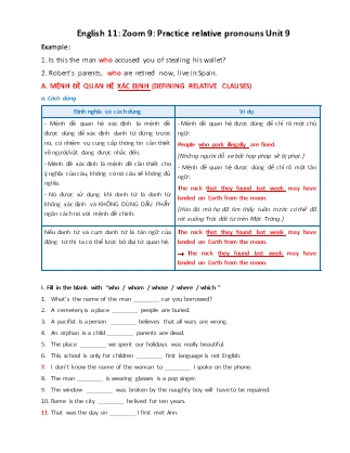 Bài tập English 9: Practice relative pronouns Unit 9