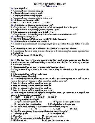 Bài tập ôn kiểm tra 45’ môn Vật lí 8