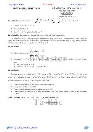 Bộ Đề kiểm tra giữa học kỳ II môn Toán 9